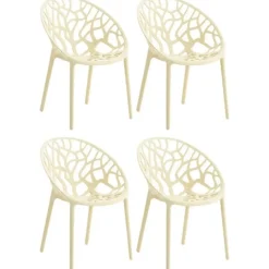 CLP Set van 4 Tuinstoel Hope Kunststof - creme
