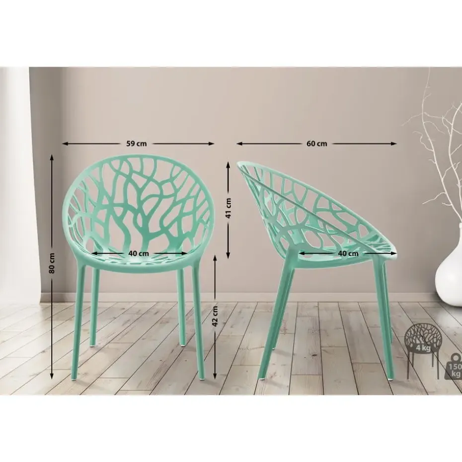 CLP Set van 4 Tuinstoel Hope Kunststof - lichtgroen