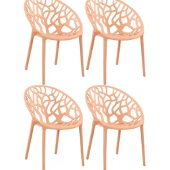 CLP Set van 4 Tuinstoel Hope Kunststof - perzik