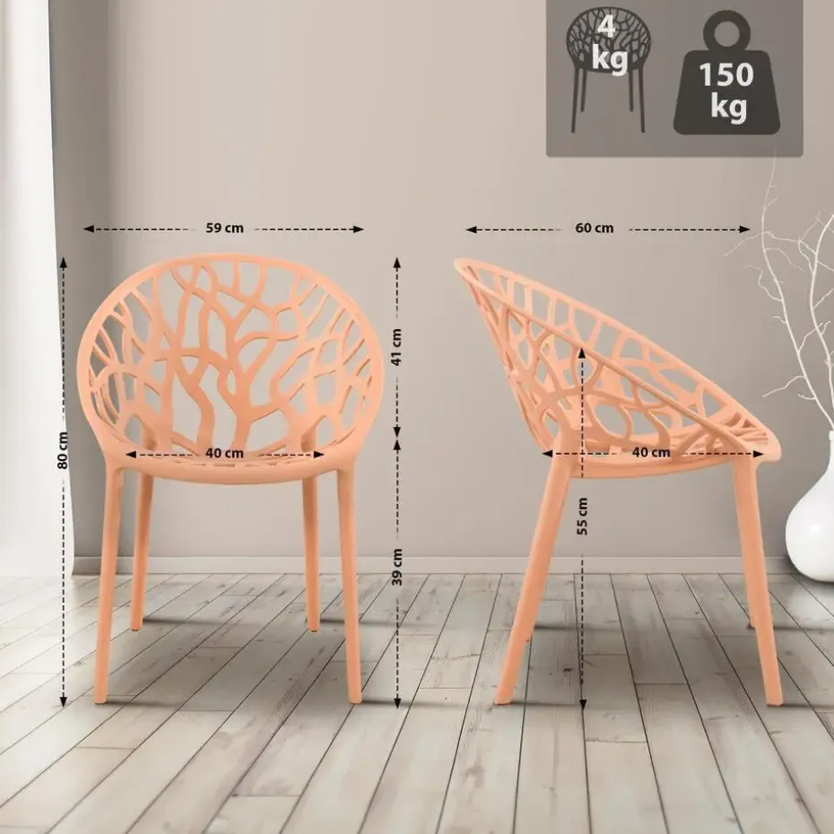 CLP Set van 4 Tuinstoel Hope Kunststof - perzik