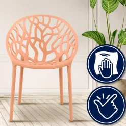 CLP Set van 4 Tuinstoel Hope Kunststof - perzik