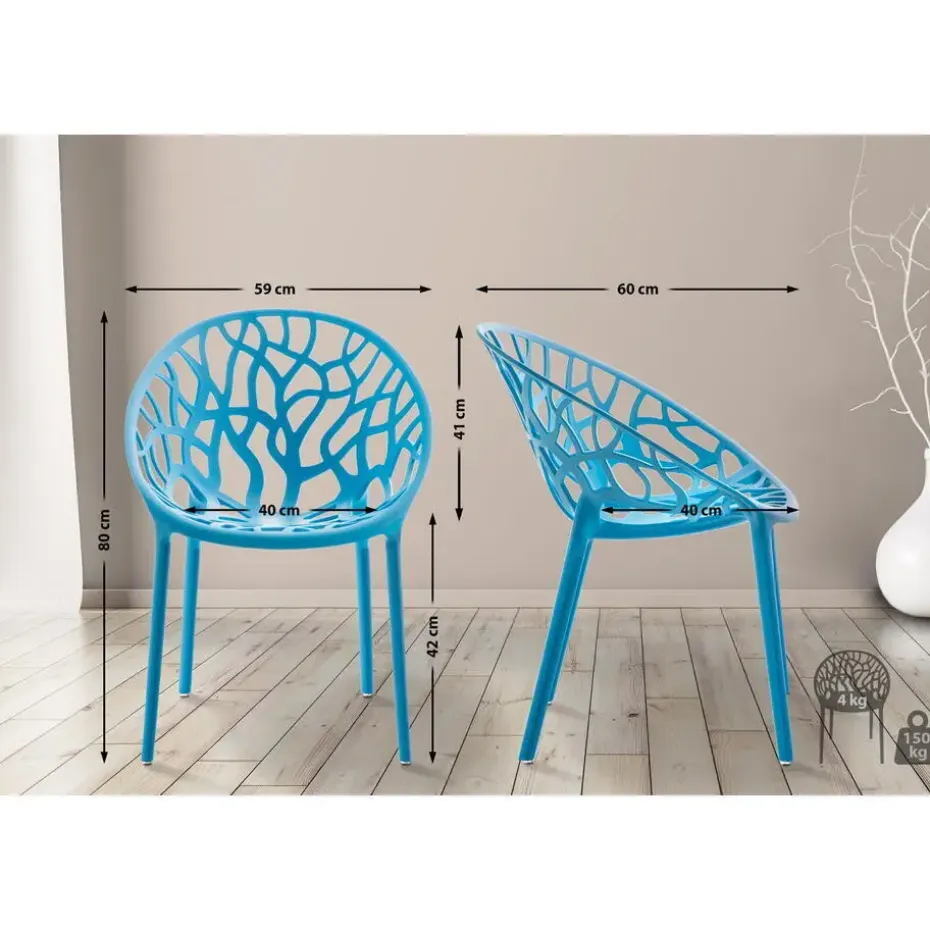 CLP Set van 2 Tuinstoel Hope Kunststof - blauw