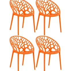 CLP Set van 4 Tuinstoel Hope Kunststof - oranje