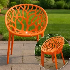 CLP Set van 4 Tuinstoel Hope Kunststof - oranje