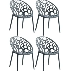 CLP Set van 4 Tuinstoel Hope Kunststof - antraciet