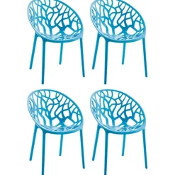 CLP Set van 4 Tuinstoel Hope Kunststof - blauw