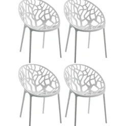 CLP Set van 4 Tuinstoel Hope Kunststof - licht grijs
