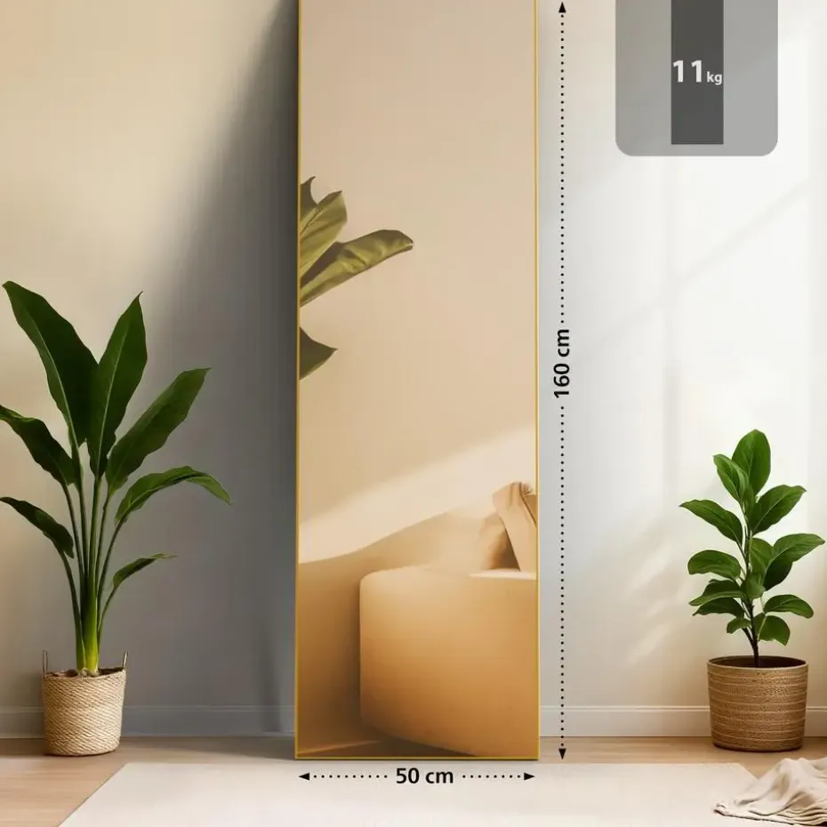 CLP Staande spiegel Benicia vierkant - Glas - goudglans