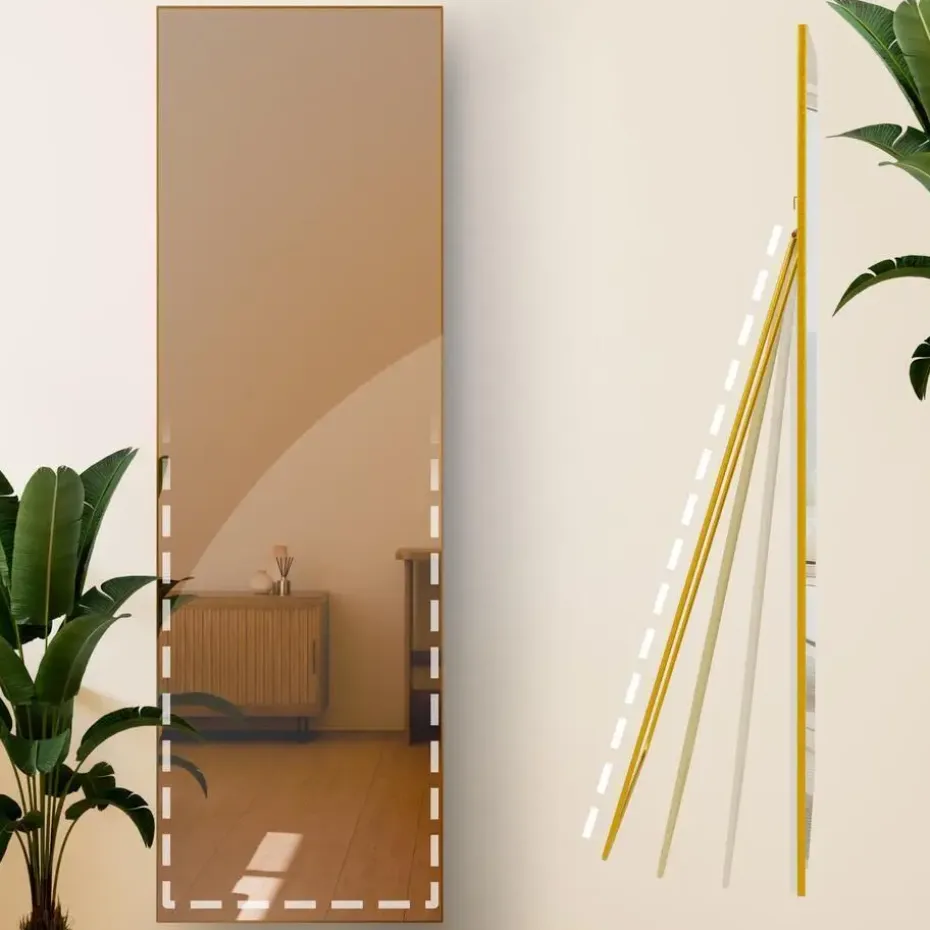 CLP Staande spiegel Benicia vierkant - Glas - goudglans