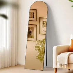 CLP Staande spiegel Moline ovaal - Glas - mat zwart