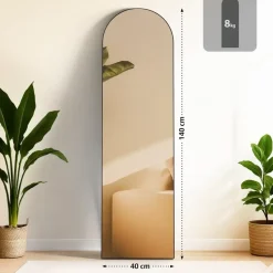 CLP Staande spiegel Moline ovaal - Glas - mat zwart