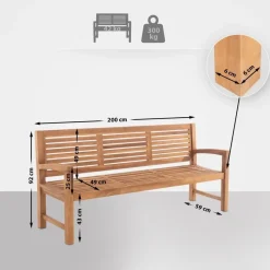 CLP Teakbank Halden 200 cm