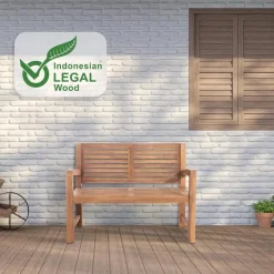 CLP Teakbank Teakbank 120 cm mit Abdeckhaube 120 cm