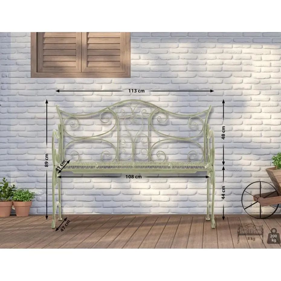 CLP Tuinbank Tara 113 cm - antiek/groen