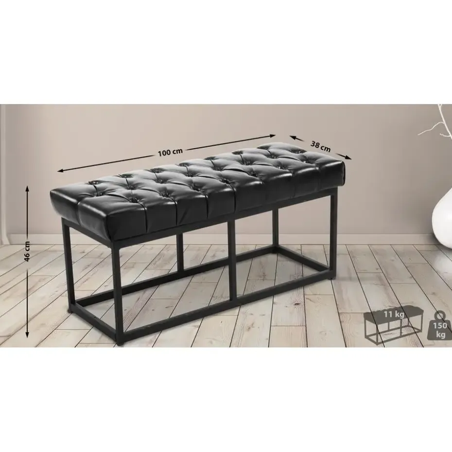 CLP 2-zits Bankje Amun 100 cm - zwart