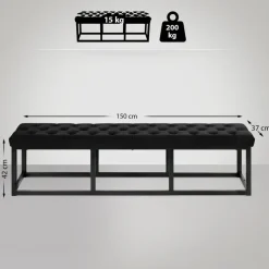 CLP 2-zits Bankje Polson 150 cm - zwart