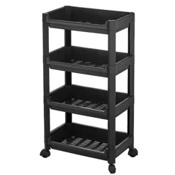 CM keukentrolley - op wieltjes - 4 laags - zwart - kunststof