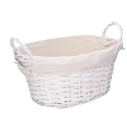 CM Rieten opbergmand - gevlochten rotan - wit - 35 x 25 x 24 cm