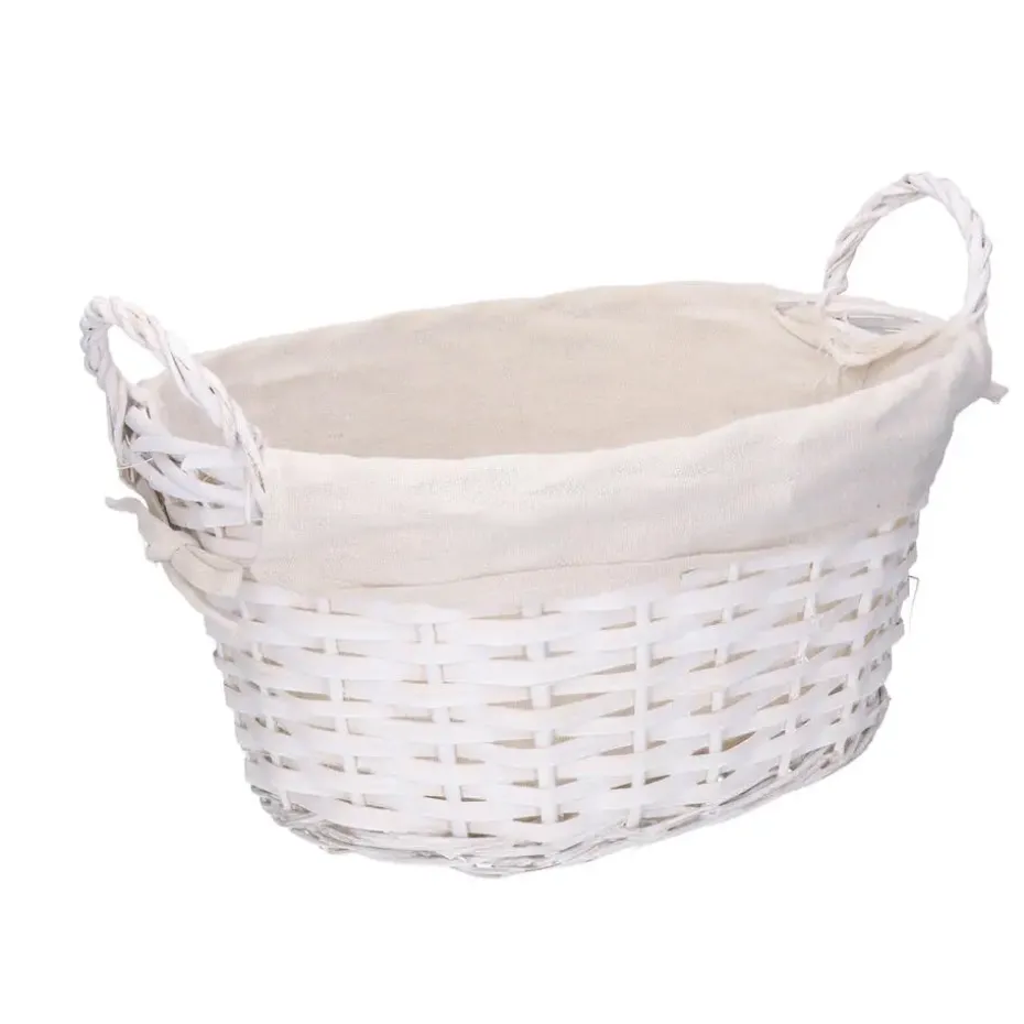 CM Rieten opbergmand - gevlochten rotan - wit - 35 x 25 x 24 cm