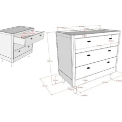 Commode Forrest - 3 lades - massief beukenhout - wit