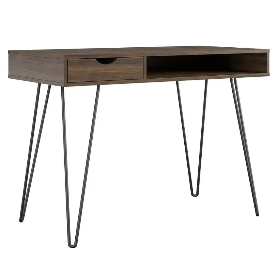 Concord - Bureau met 1 lade in walnoot spaanplaat