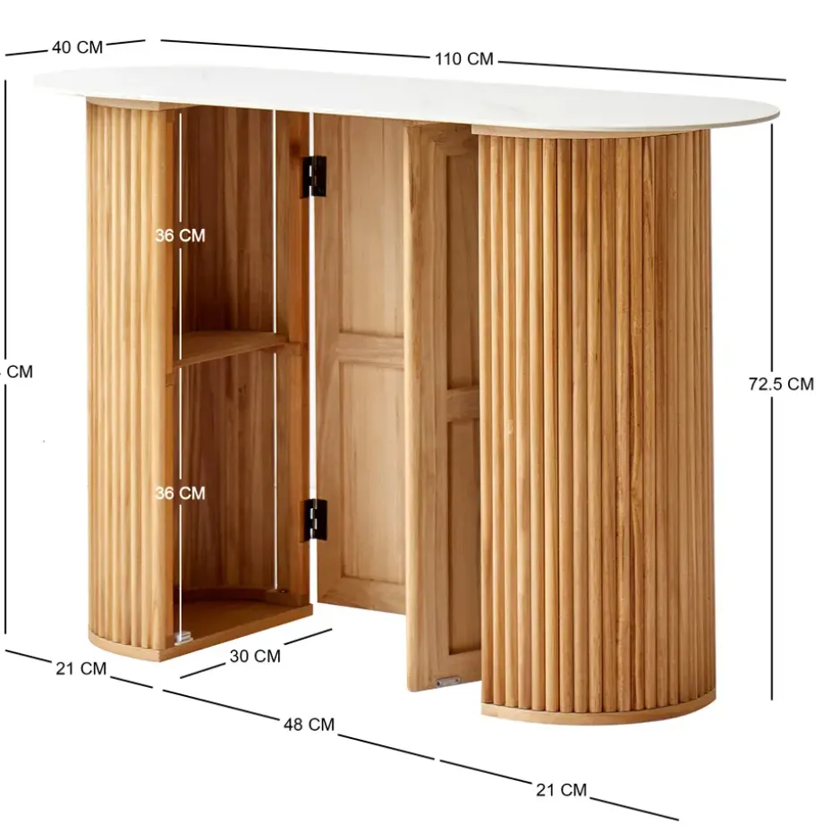 Console van hout met marmerlook blad