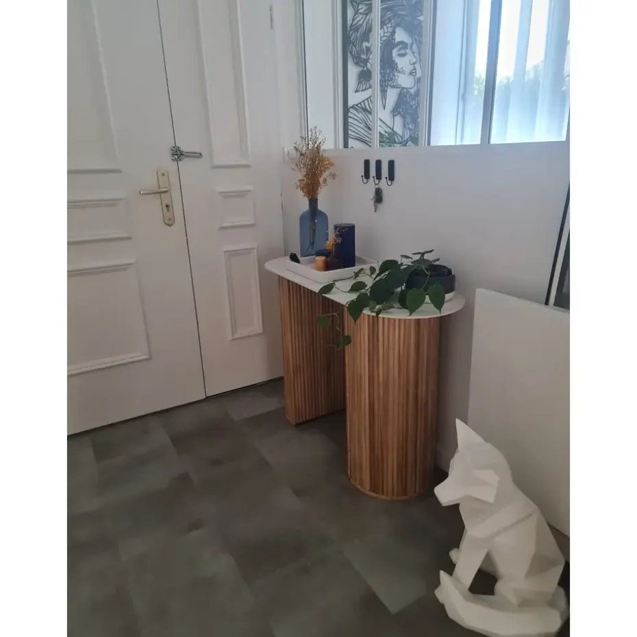 Console van hout met marmerlook blad