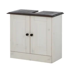 Cornelia - Wastafelonderkast met 2 deuren in wit gelakt grenen