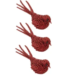 Cosy @ Home Kersthangers - vogel - rood - 3 stuks - 16 cm