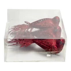 Cosy @ Home Kersthangers - vogel - rood - 3 stuks - 16 cm