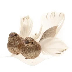 Cosy @ Home Kersthangers - vogel - champagne - 2 stuks - 11 cm