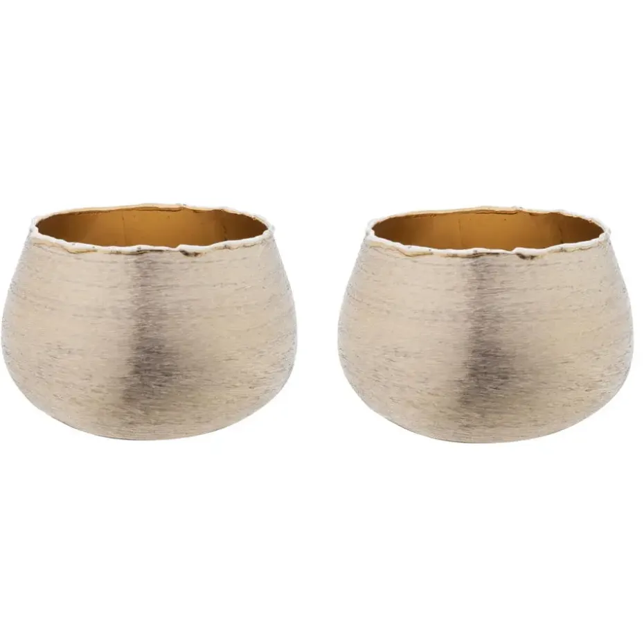 Cosy @ Home Waxinelichthouder - goudkleurig - aluminium - 10 cm