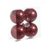 Cosy & Trendy Kerstballen - rood - glitter - 4 stuks - 8 cm