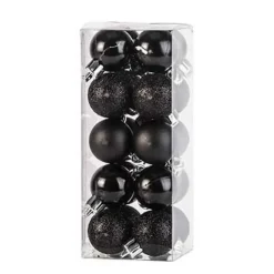 Cosy & Trendy Kerstballen mini - 20x - zwart - D3 cm - kunststof