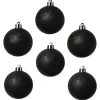 Cosy & Trendy Kerstballen - 6x st - zwart - glitters - 6 cm