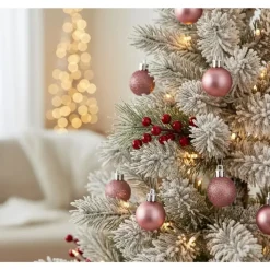 Cosy & Trendy Kerstballen - 17 stuks - kunststof - roze - 3 cm