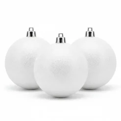 Cosy & Trendy Kerstballen - 6x st - wit - glitters - 8 cm