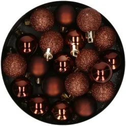 Cosy at Home kerstballen - kunststof - 20x - 3 cm - donkerbruin