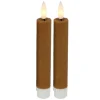 Countryfield Led kaarsen/dinerkaarsen - 2x - cognac bruin - 15 cm