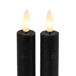 Countryfield Led kaarsen/dinerkaarsen - 2x stuks - zwart - 15 cm