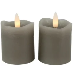 Countryfield LED kaarsen/stompkaarsen - 2x st - grijs - H7,2 cm