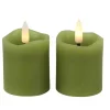 Countryfield LED kaarsen/stompkaarsenen - 2x st - groen - H7,2 cm