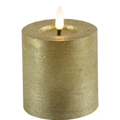 Countryfield LED kaars/stompkaars - goud - D7,5 x H8 cm - timer