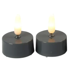 Countryfield LED waxinelichtjes - 2x - grijs - warm wit
