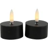 Countryfield LED waxinelichtjes - 2x - zwart - D4 x H5,2 cm