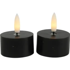 Countryfield LED waxinelichtjes - 2x - zwart - D4 x H5,2 cm
