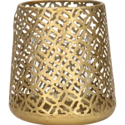 Countryfield Luxe theelichthouder - metaal - goud - D14 x H15 cm