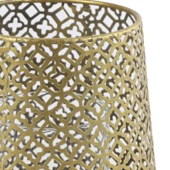 Countryfield Luxe theelichthouder - metaal - goud - D14 x H15 cm
