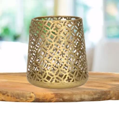 Countryfield Luxe theelichthouder - metaal - goud - D14 x H15 cm