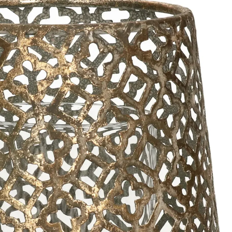 Countryfield Luxe theelichthouder - metaal - brons - D12 x H13 cm